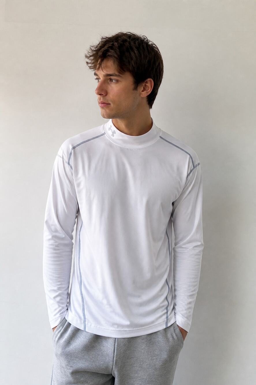 Under Armour White ColdGear Fitted Long Sleeve Top LG - Picture 1 of 9
